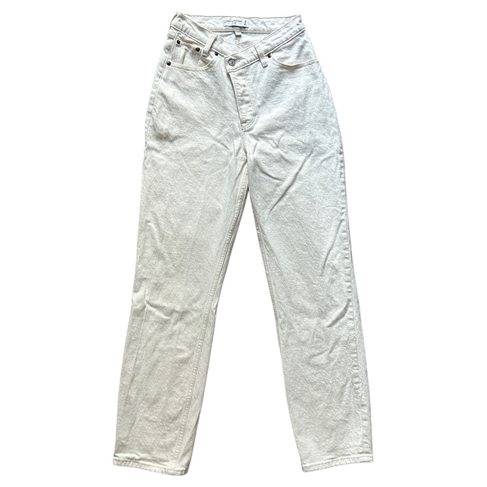 Abercrombie & Fitch Curve Love High Rise Dad Criss-Cross Waistband Jeans 25/0R